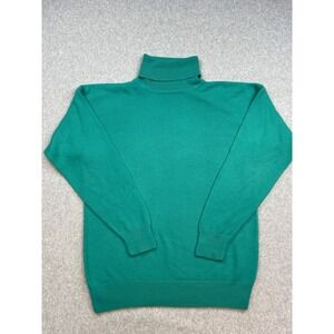 M.J. Carroll Women Green Turtleneck Sweater Large Long Sleeve Knit Casual